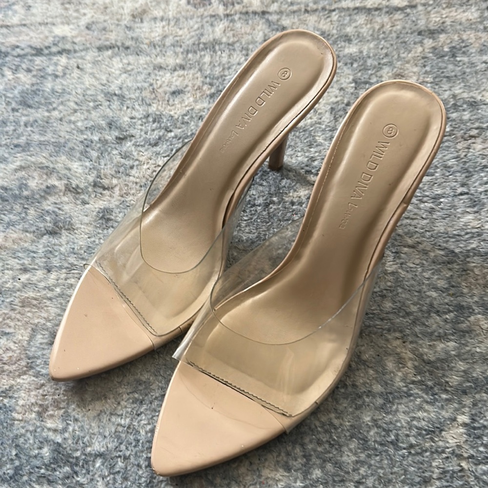 Clear nude heels!